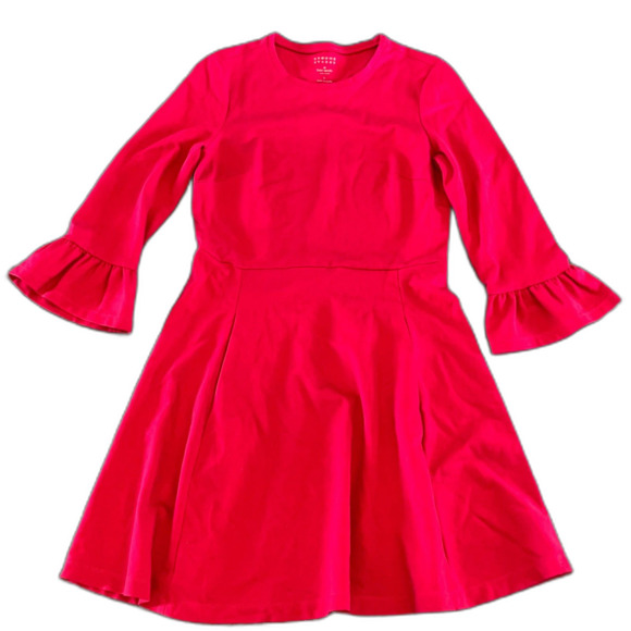 Kate Spade Broome Street Mini Fit & Flare Dress Women's Large Red Ruffle Sleeve - Picture 1 of 7
